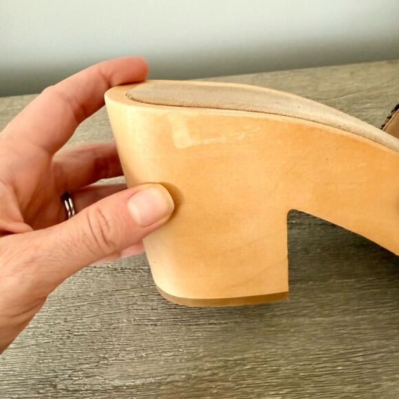 Veronica Beard Hannalee Wood Platform Sandal in Multi Houndstooth- Size 8 - Picture 9 of 11